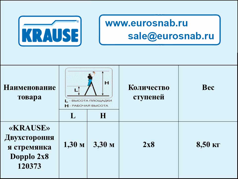 Двухсторонняя стремянка DOPPLO KRAUSE MONTO 2х8 120373