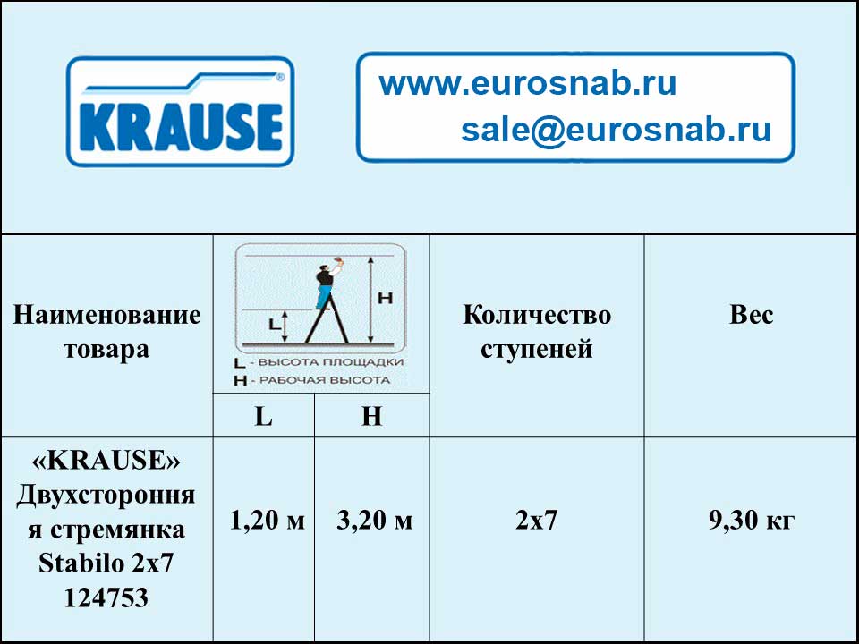 Двухсторонняя стремянка усиленная профессиональная KRAUSE STABILO 2х7 124753
