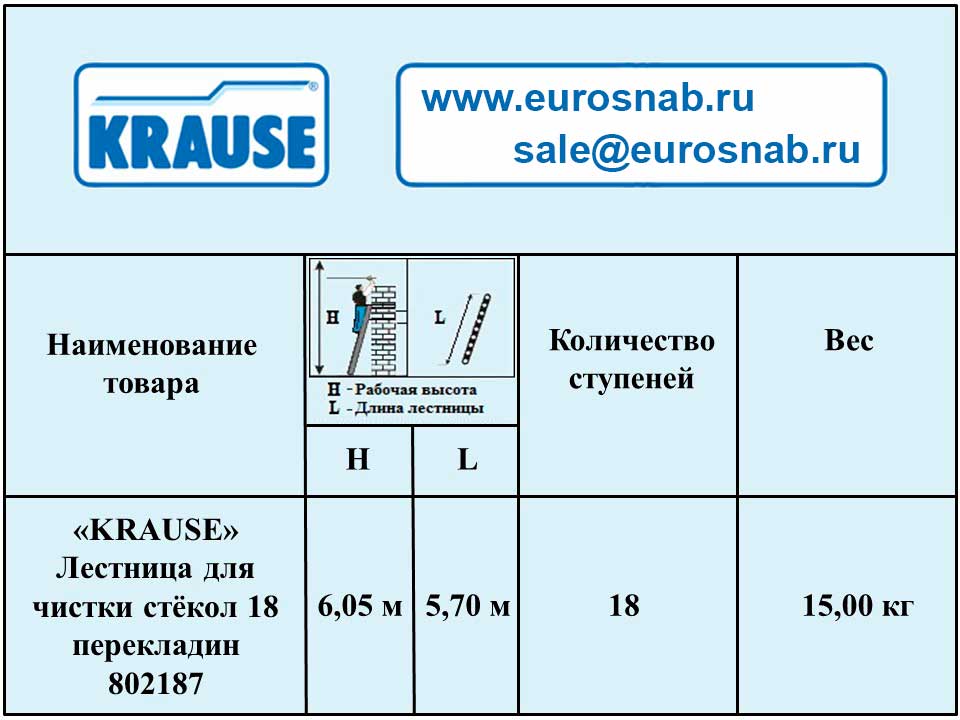 Лестница для чистки стёкол KRAUSE 18 перекладин 802187
