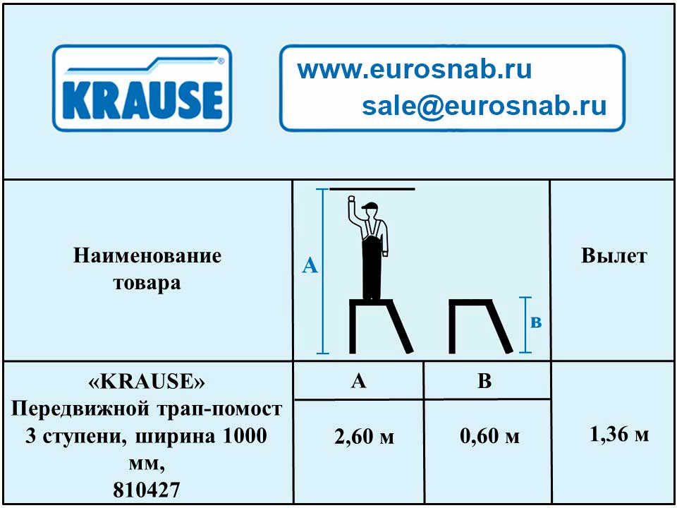 Передвижной трап-помост 3 ступени , ширина 1000 мм KRAUSE 810427