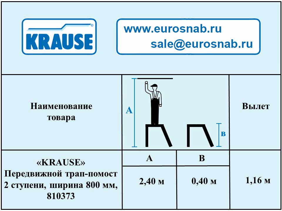 Передвижной трап-помост 2 ступени , ширина 800 мм KRAUSE 810373