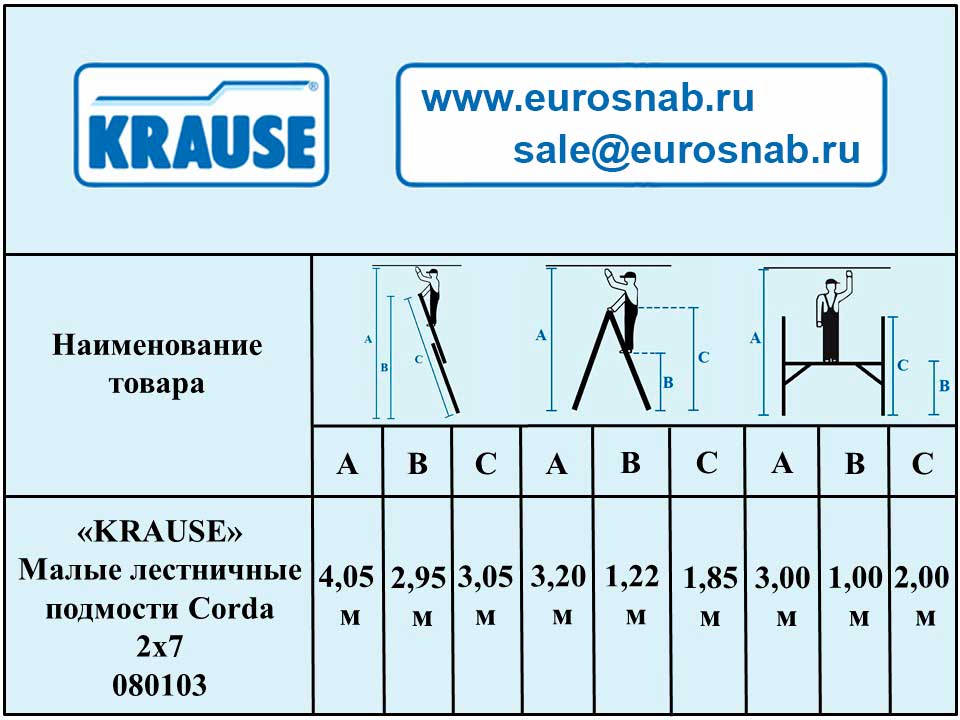 Малые лестничные подмости KRAUSE CORDA 2х7 080103