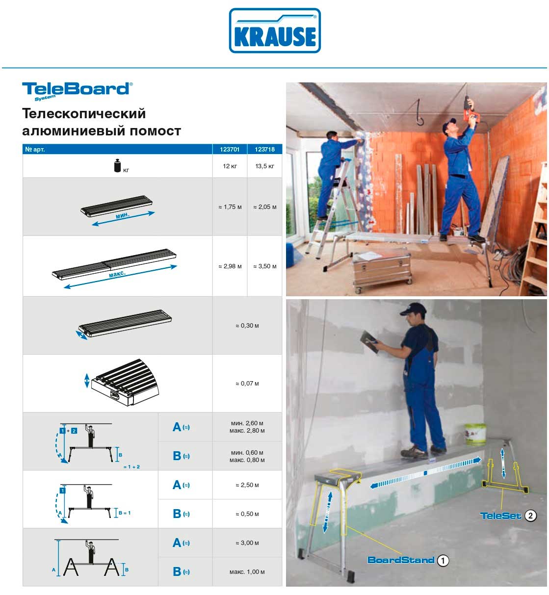 Помост телескопический KRAUSE TeleBoard 170 см 123701 Помост телескопический KRAUSE TeleBoard 170 см 123701