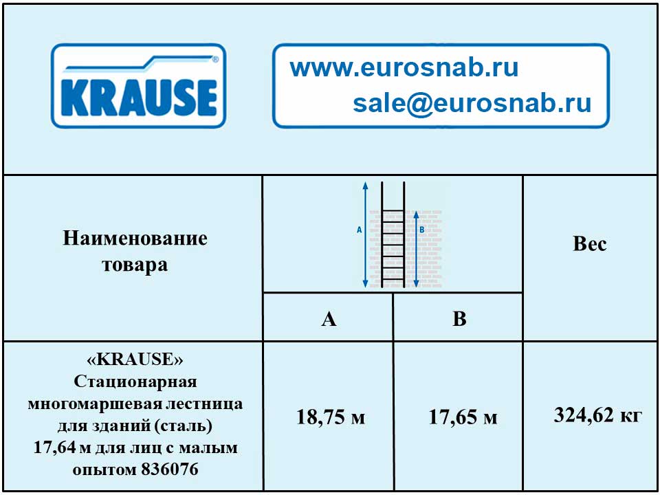 Стационарная многомаршевая лестница для зданий KRAUSE (сталь) 17,64 м для лиц с малым опытом 836076