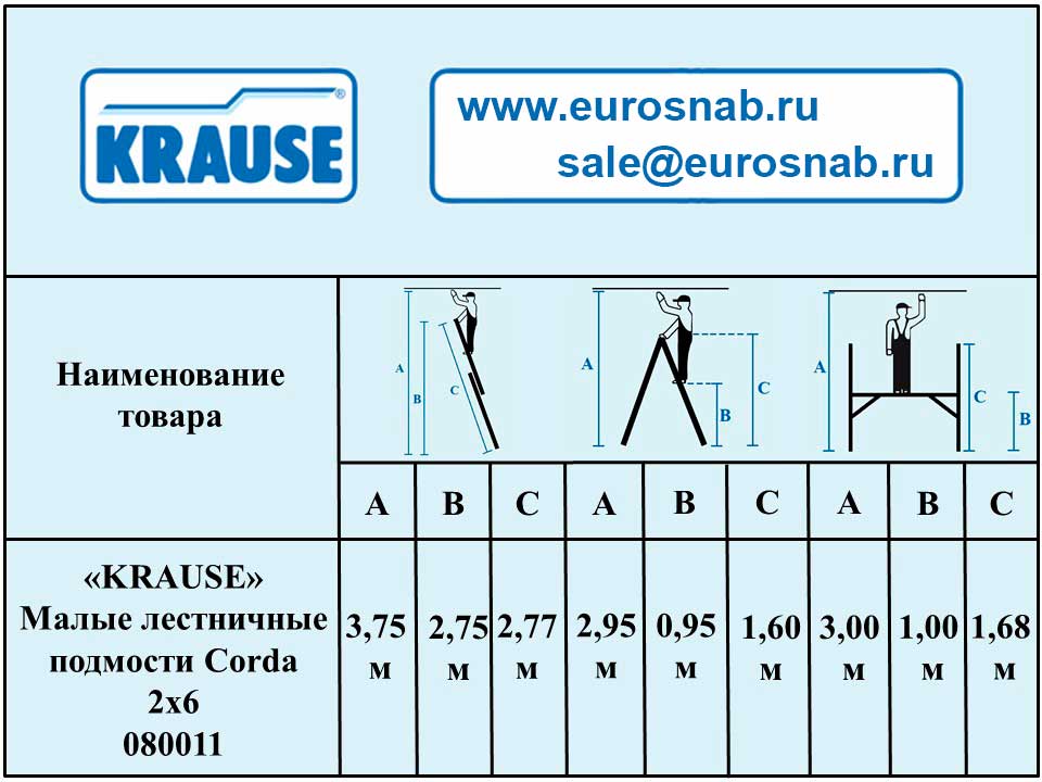 Малые лестничные подмости KRAUSE CORDA 2х6 080011