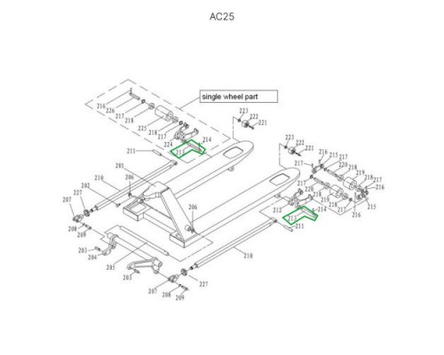 Ось крепления рычага силового блока для гидравлических тележек AC25