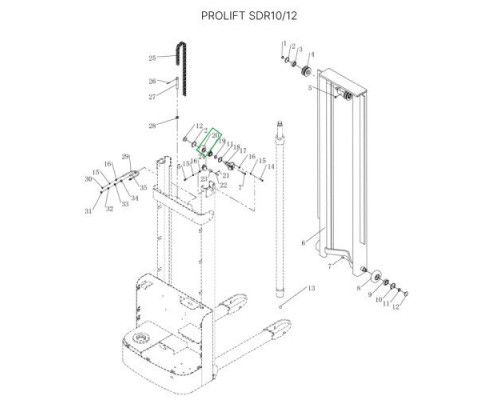 Ролик мачты для штабелеров SDR 1-1,2 т, SDR1635
