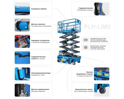 Самоходный ножничный подъемник с выдвижной платформой SKYER PLH1032-LiM2