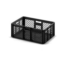 Пластиковый ящик 600х400х220 (ECP-6422) перфорированный черный