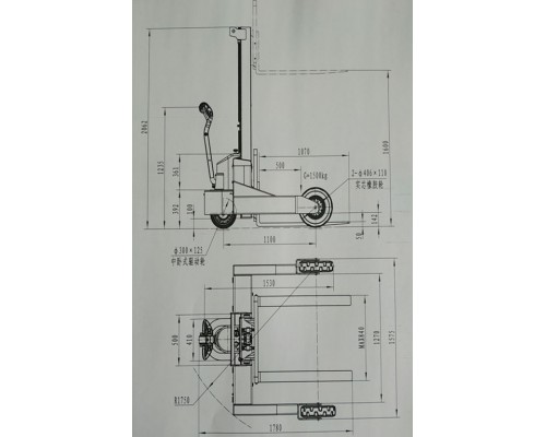 Самоходный штабелер для бездорожья AX 1516RT Oxlift 1600 мм 1500 кг