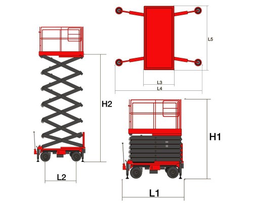Самоходный ножничный подъемник QZ-030-039 Oxlift 3900 мм 300 кг