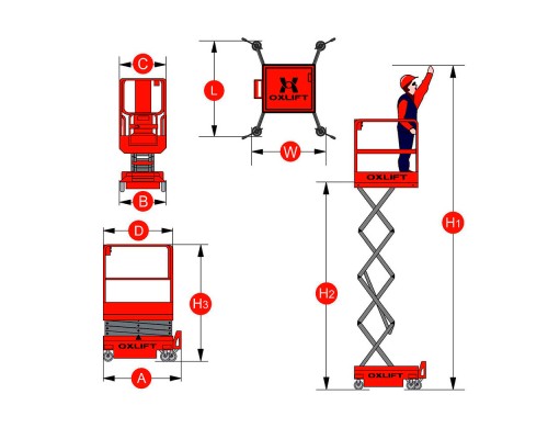 Ножничный подъемник QX-030-039 Oxlift 3900 мм 300 кг