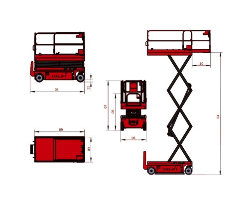 Самоходный ножничный подъемник QXE80 Oxlift 6000 мм 450 кг