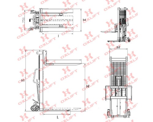 Гидравлический штабелер HS 1610 Oxlift 1600 мм 1000 кг