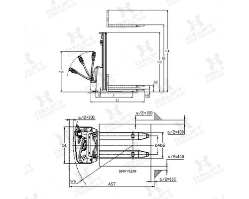 Самоходный штабелер AX 3010 Oxlift 3000 мм 1000 кг
