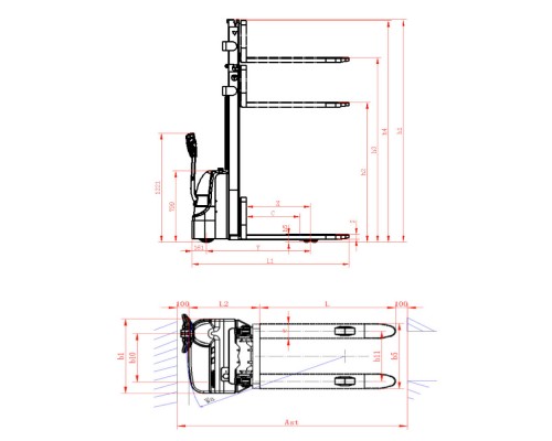 Самоходный штабелер AX 1230H Oxlift 3000 мм 1200 кг