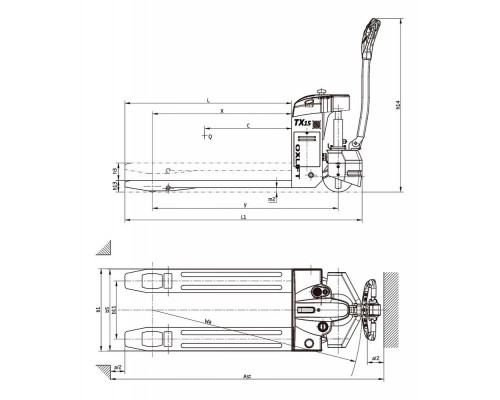 Тележка самоходная электрическая TX15 L2000 Oxlift 2000 мм 1500 кг